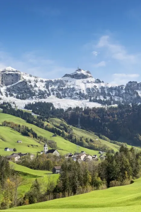 Framed Print : Green pastures in Appenzellerland with the community of Bruelisau and the snow-capped Appenzell Alps, Canton of Appenzell-Innerrhoden, Switzerland, Europe Framed Print : Green pastures in Appenzellerland with the community of Bruelisau and the snow-capped Appenzell Alps, Canton of Appenzell-Innerrhoden, Switzerland, Europe