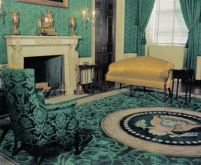 Framed Print : Empty Green Room at White House Framed Print : Empty Green Room at White House