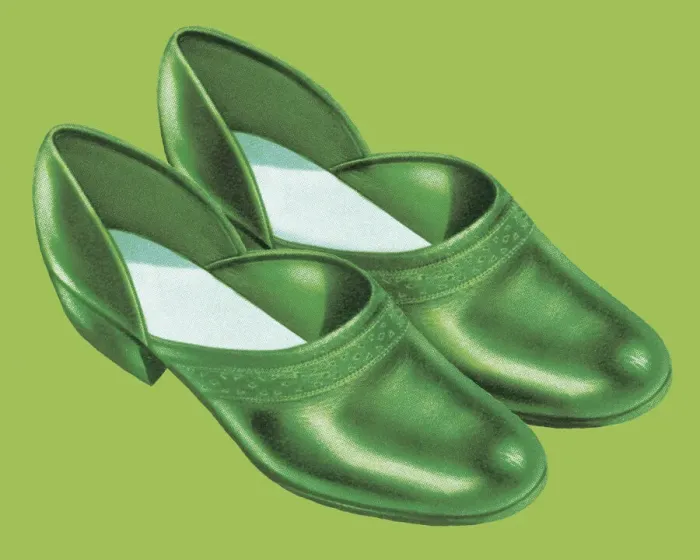 Framed Print : Green Slippers