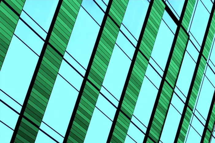 Framed Print : Green Striped Glass Building Framed Print : Green Striped Glass Building