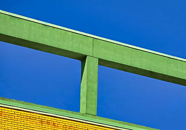 Green Tea. A color photograph of the roof to a commercial building in downtown Portland