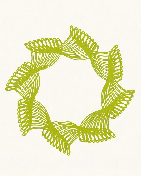Green Wreath Shape Line Drawing