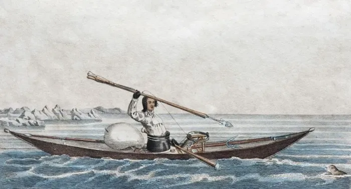 Framed Print : Greenlandic kayak, hand-colored copper engraving from Friedrich Justin Bertuch picture Framed Print : Greenlandic kayak, hand-colored copper engraving from Friedrich Justin Bertuch picture