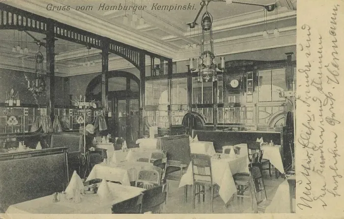 Framed Print : Greeting from the Hotel Kempinski, Hamburg, Germany, postcard with text, view around ca 1910, historical, digital reproduction of a historical postcard, public domain, from that time, exact date unknown Framed Print : Greeting from the Hotel Kempinski, Hamburg, Germany, postcard with text, view around ca 1910, historical, digital reproduction of a historical postcard, public domain, from that time, exact date unknown