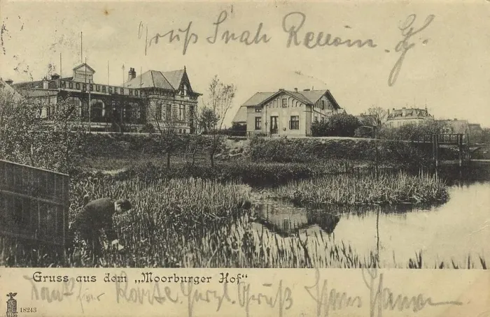 Framed Print : Greeting from the Moorburger Hof, Hamburg, Germany, postcard with text, view around ca 1910, historical, digital reproduction of a historical postcard, public domain, from that time, exact date unknown Framed Print : Greeting from the Moorburger Hof, Hamburg, Germany, postcard with text, view around ca 1910, historical, digital reproduction of a historical postcard, public domain, from that time, exact date unknown