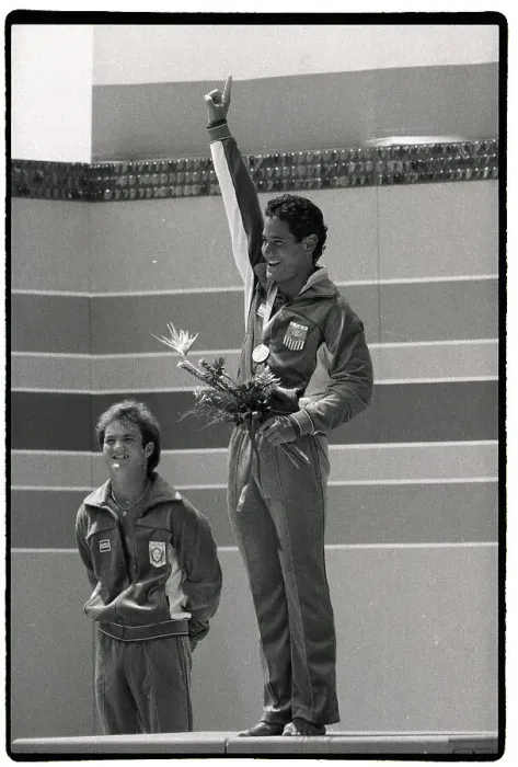 Framed Print : Greg Louganis Celebrating Diving Gold Medal Framed Print : Greg Louganis Celebrating Diving Gold Medal