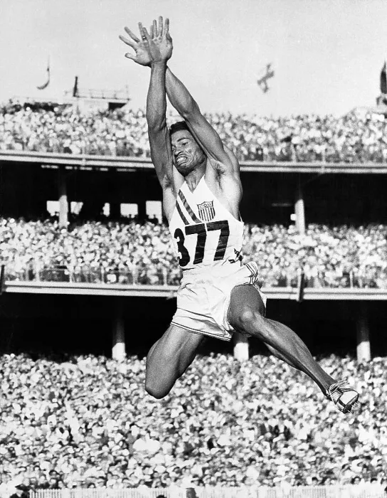 Framed Print : Gregory Bell Winning Broad Jump Event