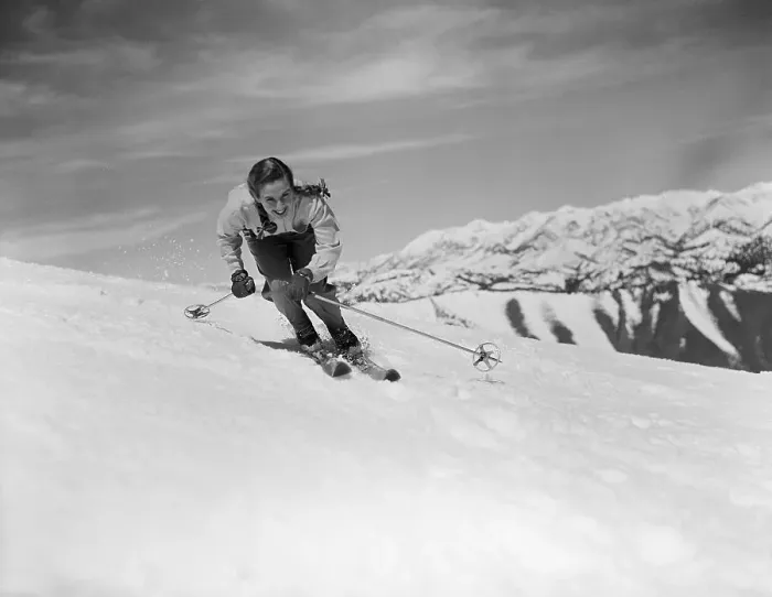 Framed Print : Gretchen Fraser Skis Down Slopes Framed Print : Gretchen Fraser Skis Down Slopes