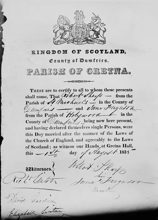 Framed Print : Gretna Green Marriage Certificate Framed Print : Gretna Green Marriage Certificate