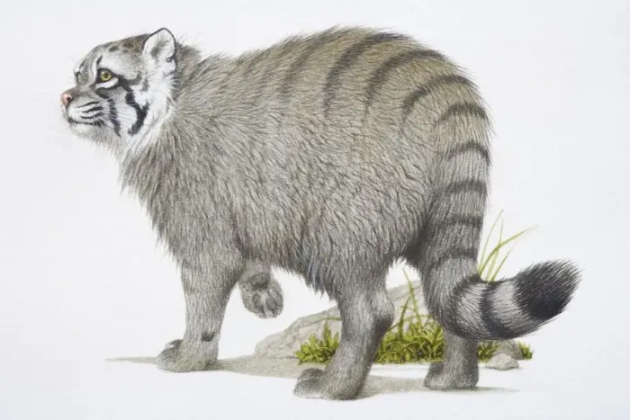 Framed Print : Grey Pallass Cat, Felis manul, side view