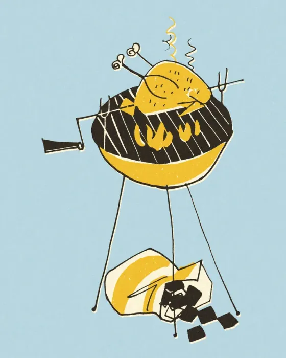 Framed Print : Grilling a Chicken