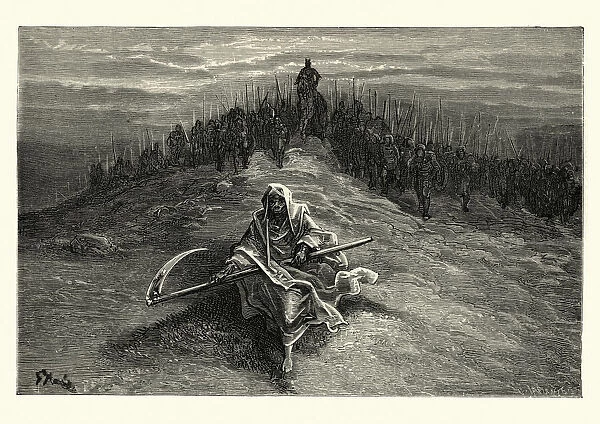 Grim reaper leading the army of the dead. Orlando Furioso