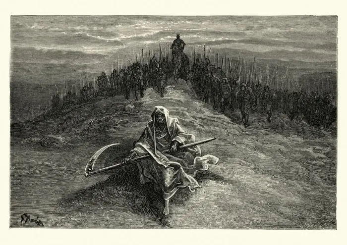 Framed Print : Grim reaper leading the army of the dead. Orlando Furioso Framed Print : Grim reaper leading the army of the dead. Orlando Furioso
