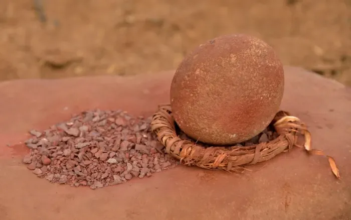 Framed Print : Grinding tool and red iron rocks ??used for the traditional skin cream of the Himba, Omuramba, Kaokoland, Kunene, Namibia Framed Print : Grinding tool and red iron rocks ??used for the traditional skin cream of the Himba, Omuramba, Kaokoland, Kunene, Namibia