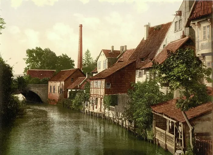Framed Print : Grossvenedig in Hildesheim, Lower Saxony, Germany, Historic, digitally restored reproduction of a photochromic print from the 1890s Framed Print : Grossvenedig in Hildesheim, Lower Saxony, Germany, Historic, digitally restored reproduction of a photochromic print from the 1890s