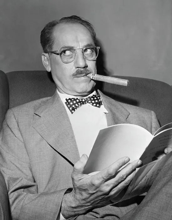 Framed Print : Groucho Marx Seated and Smoking Cigar Framed Print : Groucho Marx Seated and Smoking Cigar