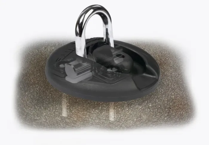 Framed Print : Ground anchor, fixed to the ground with large security bolts Framed Print : Ground anchor, fixed to the ground with large security bolts