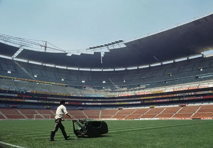Framed Print : Groundsman Mowing Stadium Turf Framed Print : Groundsman Mowing Stadium Turf