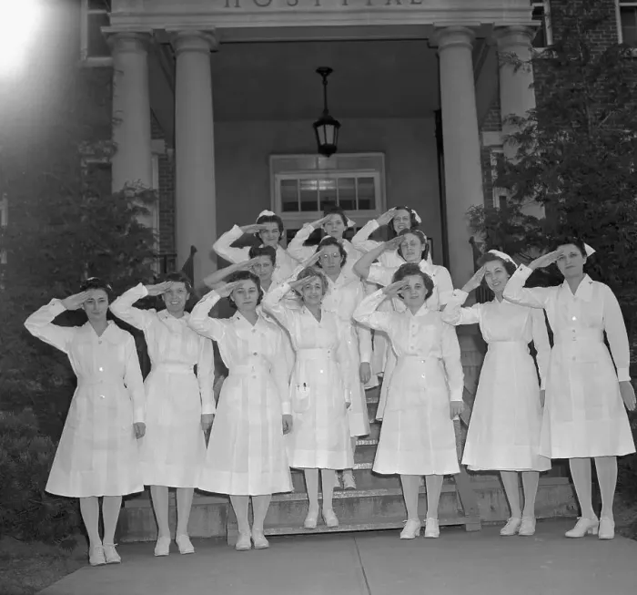 Framed Print : Group of Army Nurses Saluting Framed Print : Group of Army Nurses Saluting