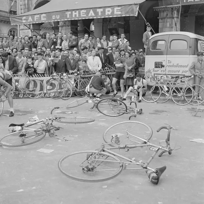 Framed Print : Group of Bicycles Lying in the Street