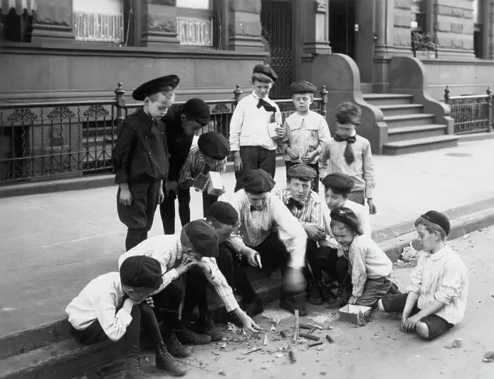 Framed Print : Group Of Boys Ignite Fireworks