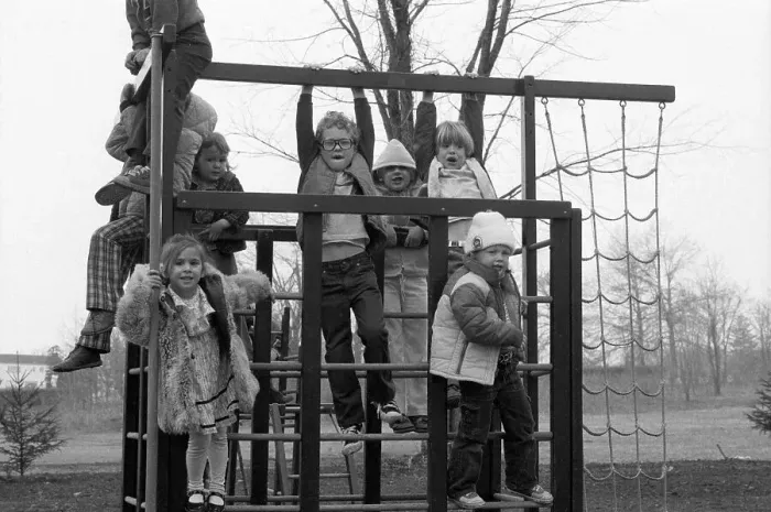 Framed Print : Group Of Children Playing On Jungle Gym Framed Print : Group Of Children Playing On Jungle Gym