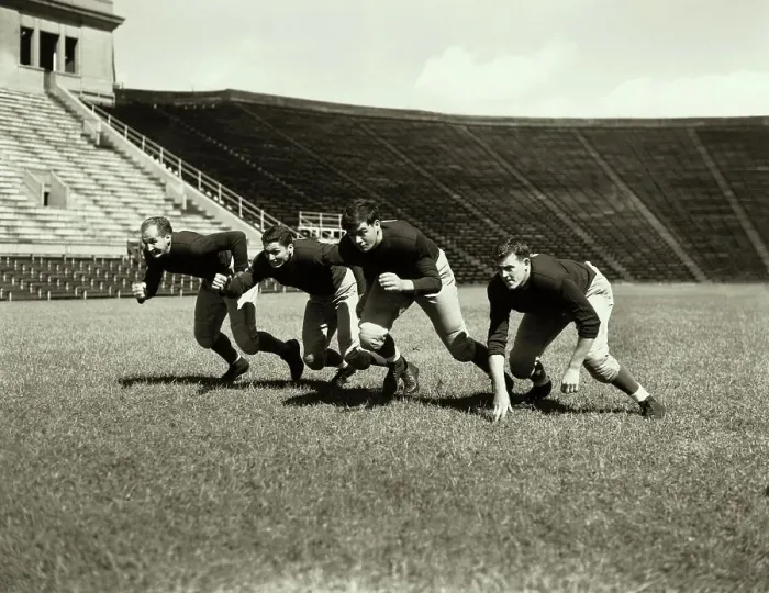 Framed Print : Group of Football Tackles and Guards