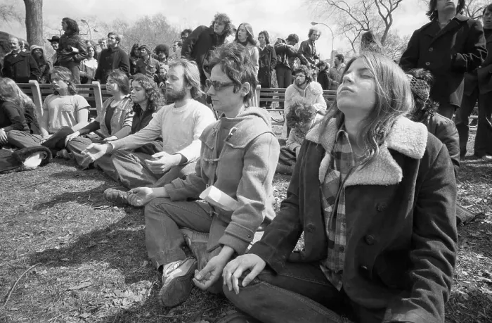 Framed Print : Group Meditating Outside On Earth Day Framed Print : Group Meditating Outside On Earth Day