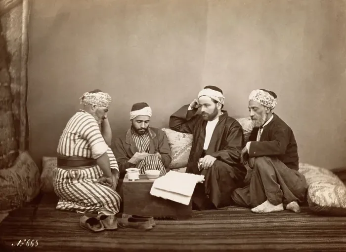 Framed Print : Group of Middle-Eastern Men Study in North Africa Framed Print : Group of Middle-Eastern Men Study in North Africa