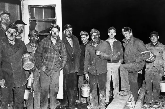 Framed Print : Group Of Miners Standing Framed Print : Group Of Miners Standing