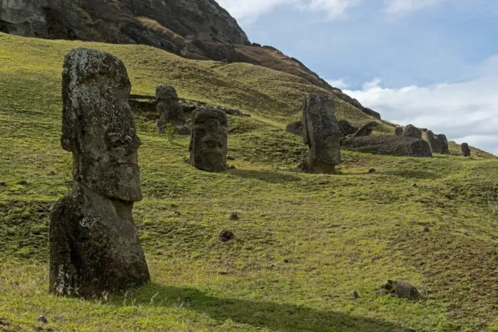 Framed Print : Group of Moai statues, Rano Raraku, Easter Island, Chile