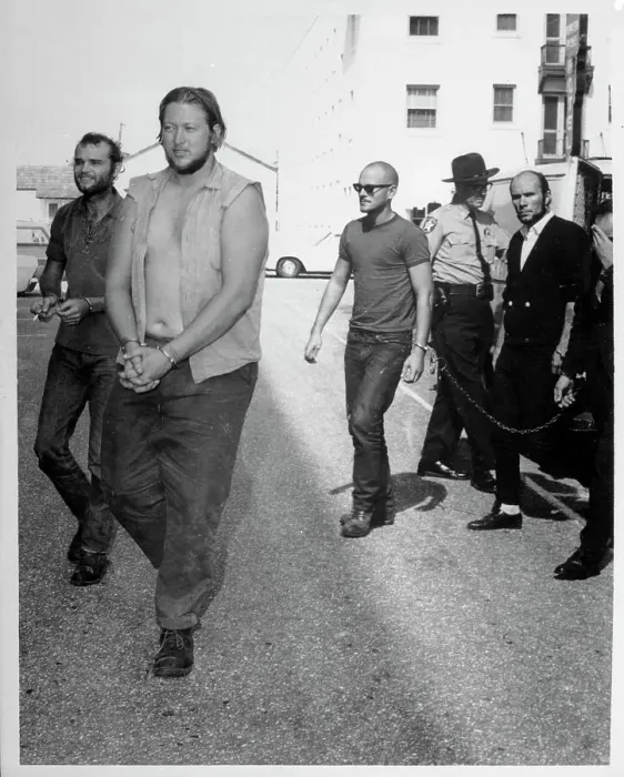 Framed Print : Group of Outlaw Bikers After Arrest Framed Print : Group of Outlaw Bikers After Arrest