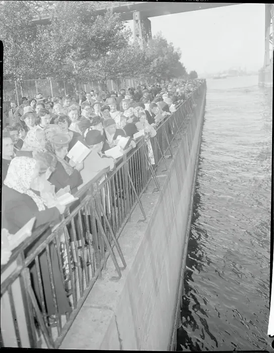 Framed Print : Group of People Leaning over Pier During Ceremony Framed Print : Group of People Leaning over Pier During Ceremony