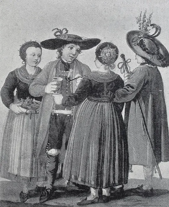 Framed Print : Group of people in traditional traditional costume at a wedding in Styria, 1888, Austria, Historic, digital reproduction of an original 19th century painting Framed Print : Group of people in traditional traditional costume at a wedding in Styria, 1888, Austria, Historic, digital reproduction of an original 19th century painting