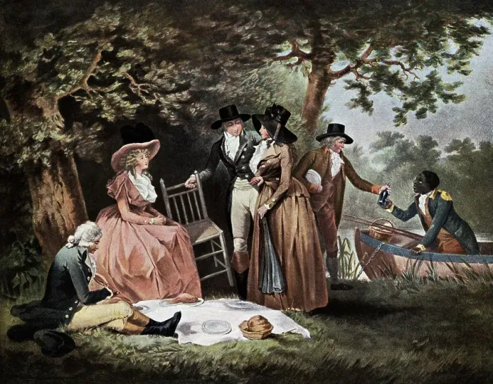 Framed Print : Group Picnic by River Framed Print : Group Picnic by River