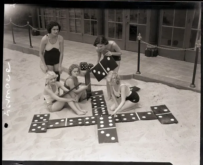 Framed Print : Group Playing Beach Dominoes