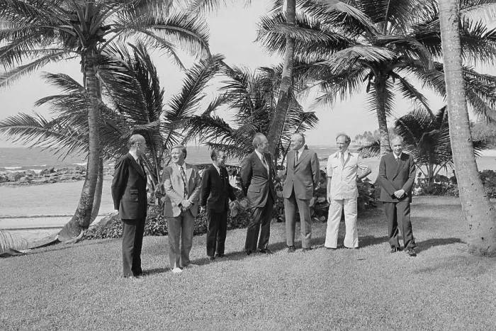 Framed Print : Group Posing Outdoors at Summit Conference Framed Print : Group Posing Outdoors at Summit Conference