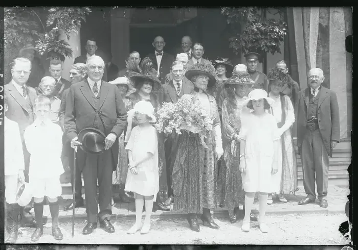 Framed Print : Group Posing with President and Mrs. Harding