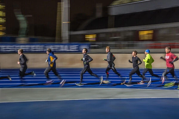 A group of runners training