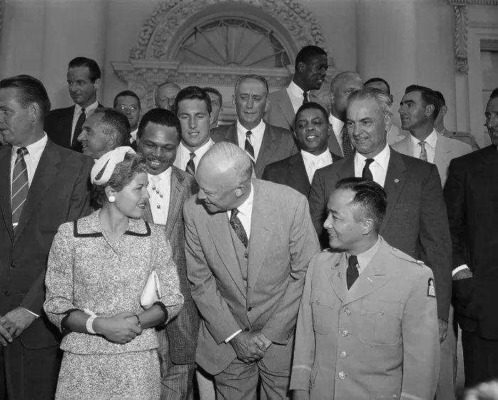 Framed Print : Group of Sports Professionals with President Dwight Eisenhower Framed Print : Group of Sports Professionals with President Dwight Eisenhower