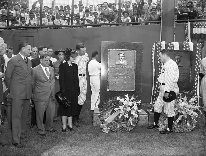 Framed Print : Group Standing At Lou Gehrig Memorial Framed Print : Group Standing At Lou Gehrig Memorial