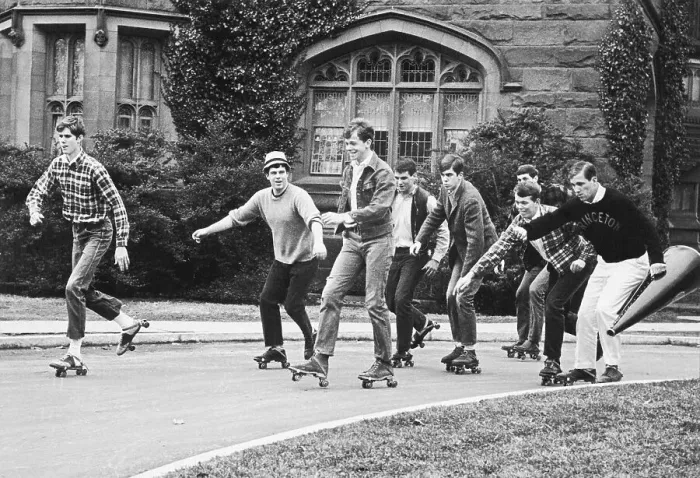 Framed Print : Group of Students Skating
