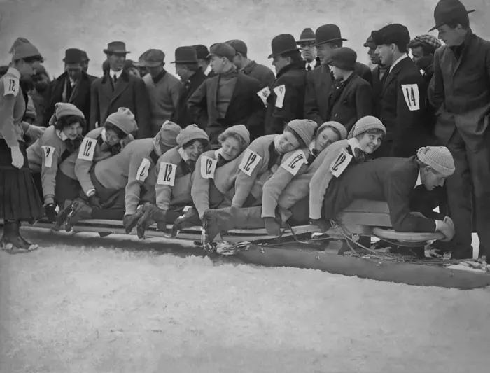 Framed Print : Group Tobogganing