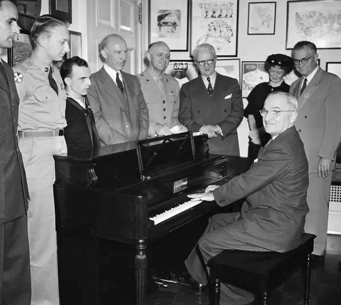 Framed Print : Group Watching President Truman Play a Piano Framed Print : Group Watching President Truman Play a Piano