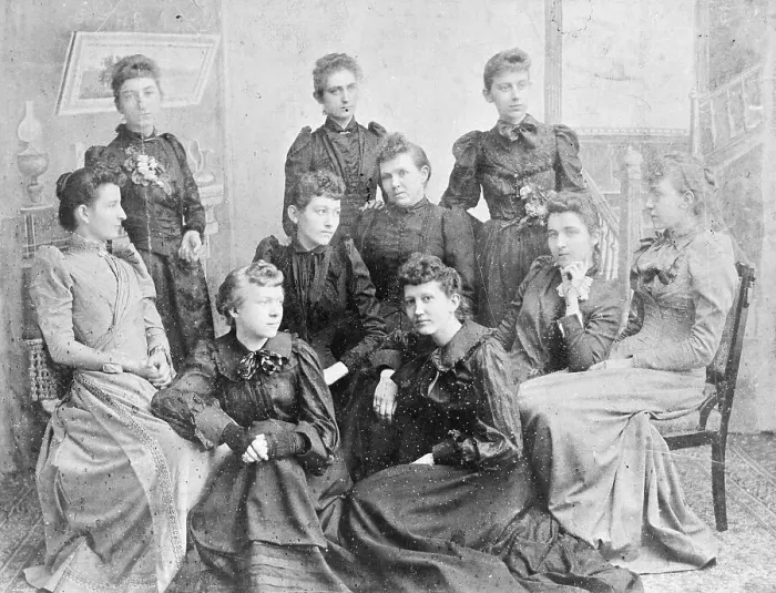 Framed Print : Group of Women Posing in Dresses Framed Print : Group of Women Posing in Dresses