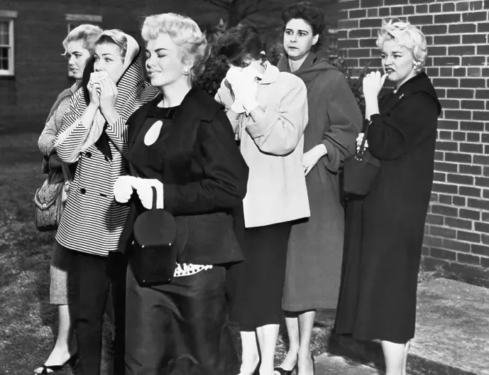 Framed Print : Group Of Women Watching Elvis Depart