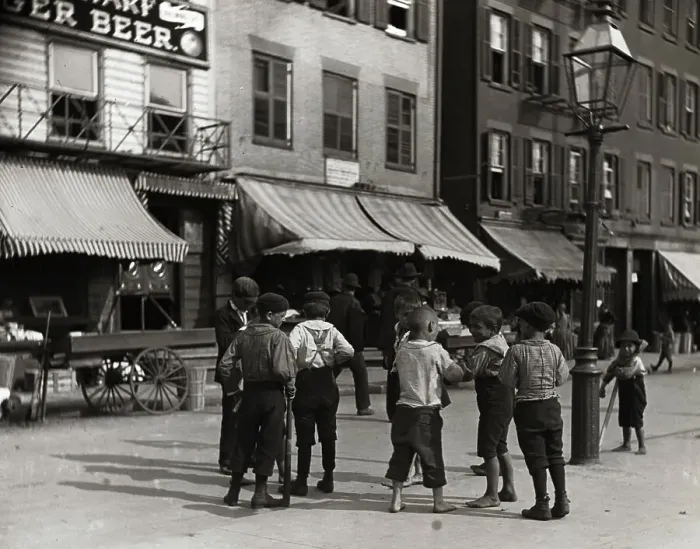 Framed Print : Group of Young Boys Playing Baseball on Mulberry Street Framed Print : Group of Young Boys Playing Baseball on Mulberry Street