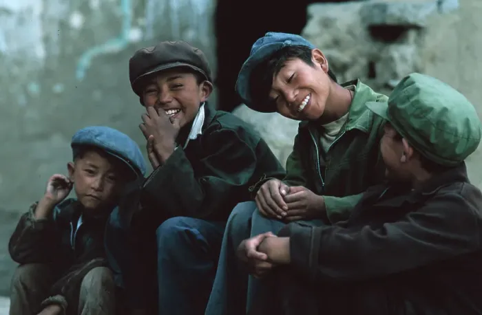 Framed Print : Group of Young Tibetan Boys Framed Print : Group of Young Tibetan Boys
