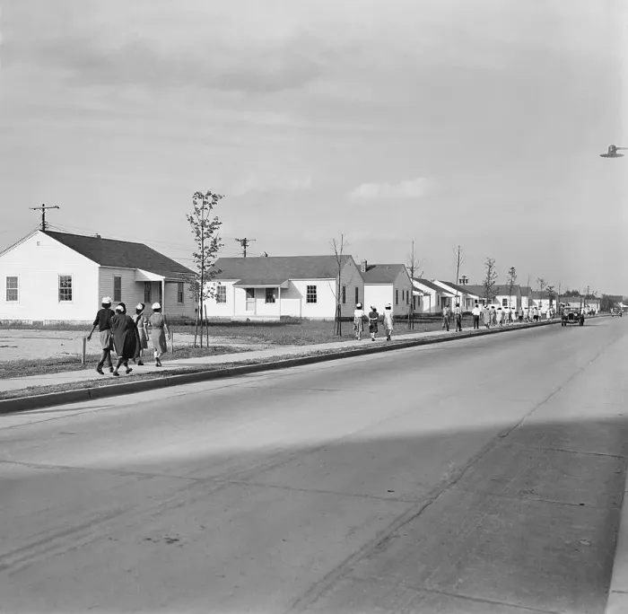 Framed Print : Groups Walking On Residential Street Framed Print : Groups Walking On Residential Street