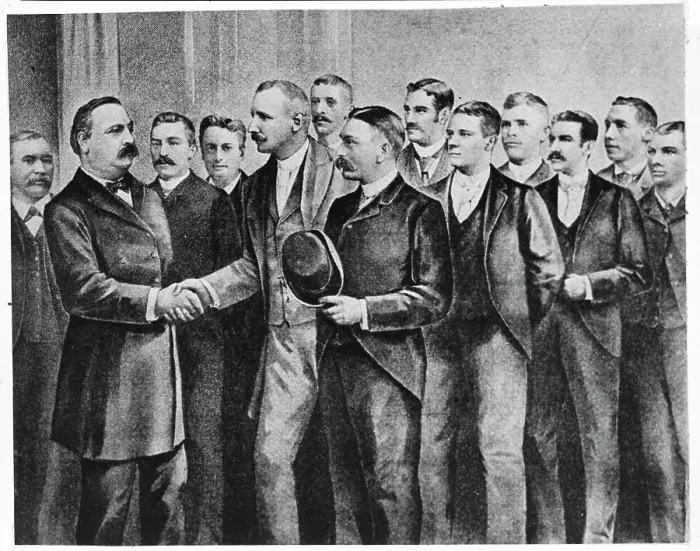 Framed Print : Grover Cleveland Shaking Hands / Baseball Framed Print : Grover Cleveland Shaking Hands / Baseball